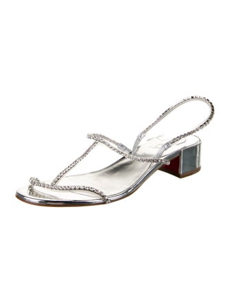 Christian Louboutin Patent Leather Crystal Embellishments T-Strap Sandals