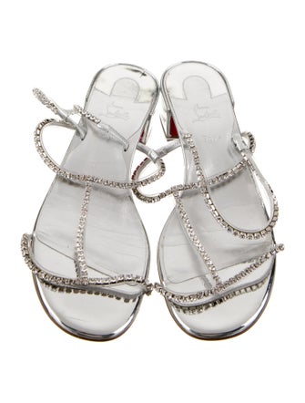 Christian Louboutin Patent Leather Crystal Embellishments T-Strap Sandals
