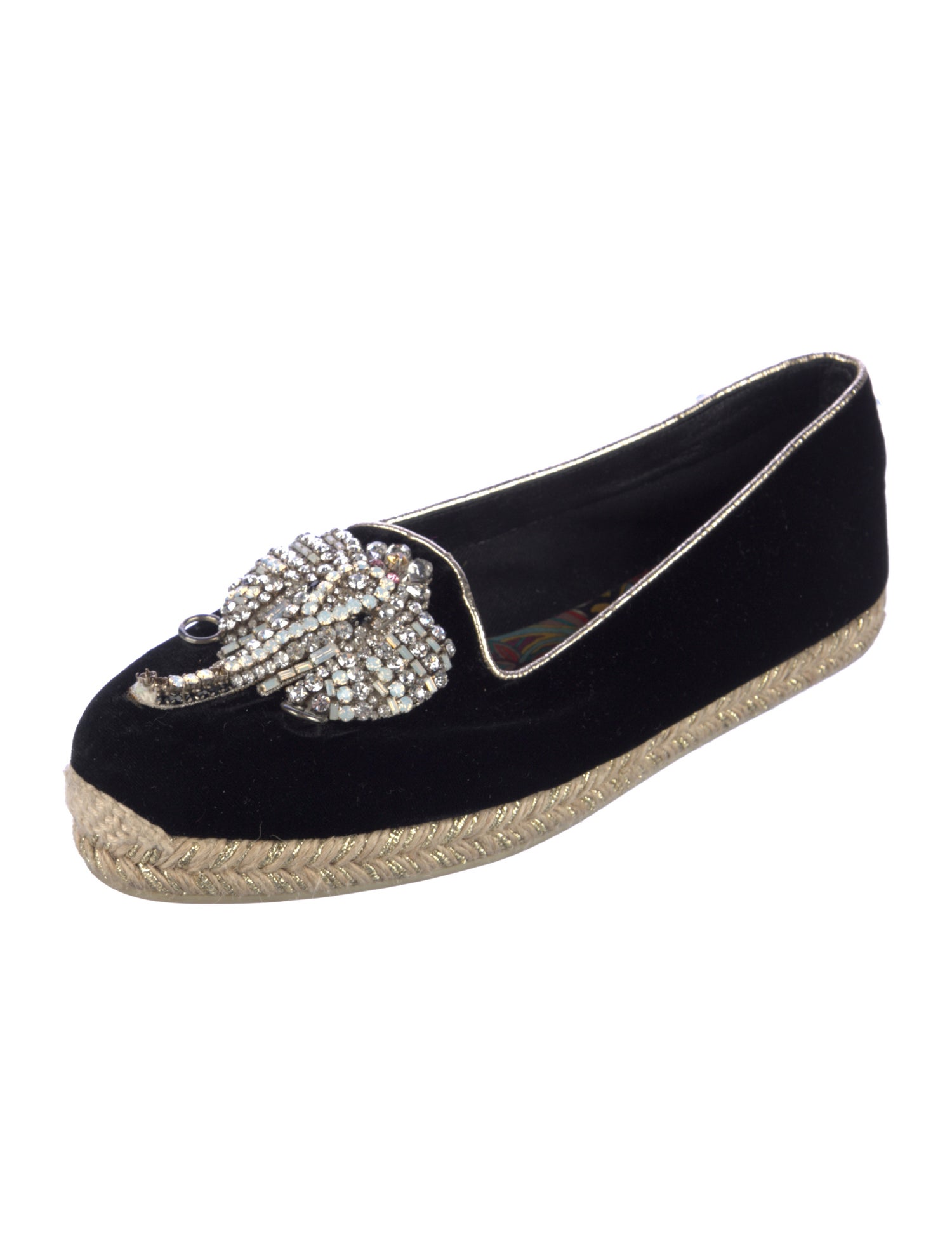 Christian Louboutin Velvet Crystal Embellishments Espadrilles