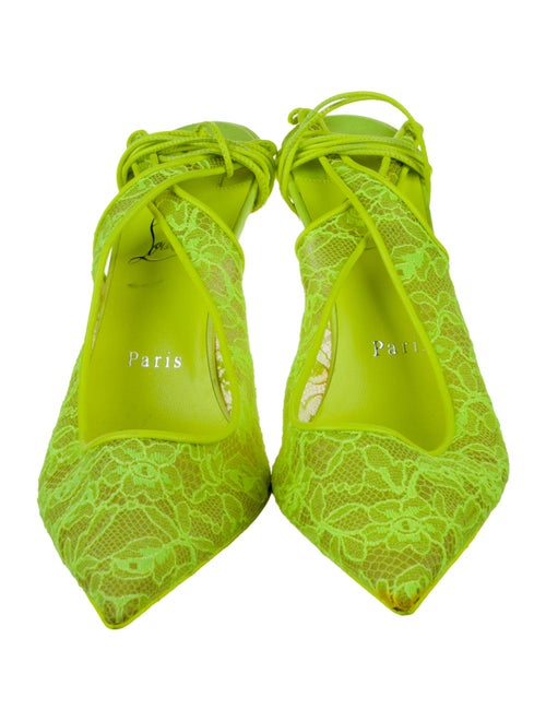 Christian Louboutin Lace Leather Trim Embellishment Slingback Pumps