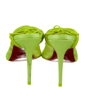 Christian Louboutin Lace Leather Trim Embellishment Slingback Pumps