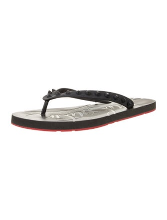 Christian Louboutin Spike Accents Rubber Flip Flops