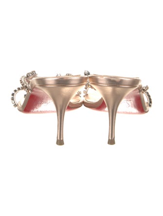 Christian Louboutin Leather Crystal Embellishments Slides
