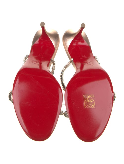 Christian Louboutin Leather Crystal Embellishments Slides