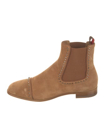 Christian Louboutin Suede Studded Accents Chelsea Boots