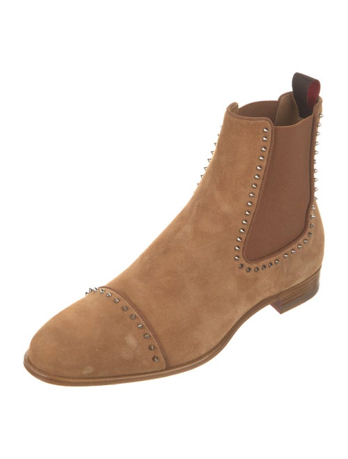 Christian Louboutin Suede Studded Accents Chelsea Boots