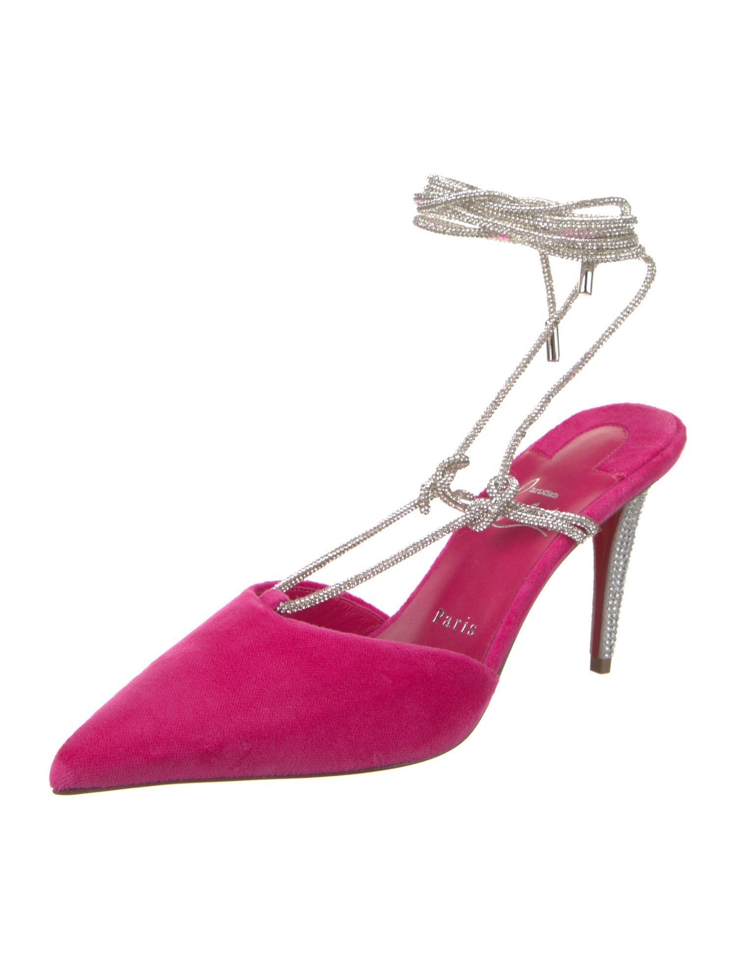 Christian Louboutin Velvet Floral Print Slingback Pumps