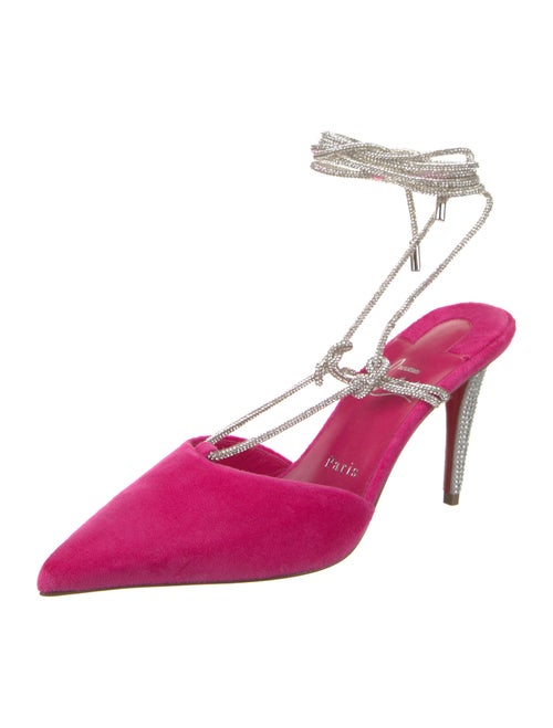 Christian Louboutin Velvet Floral Print Slingback Pumps