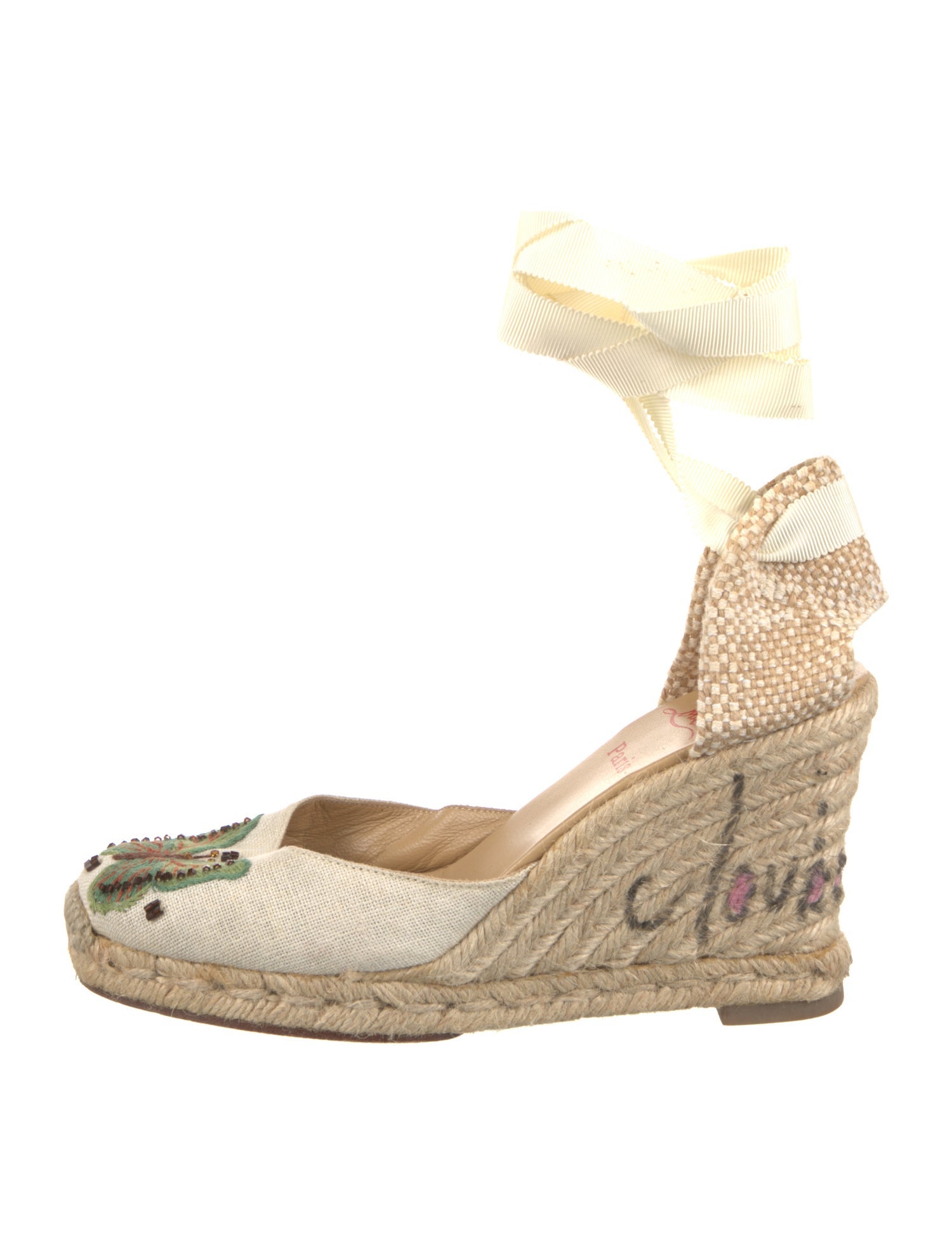 Christian Louboutin Canvas Printed Slingback Pumps