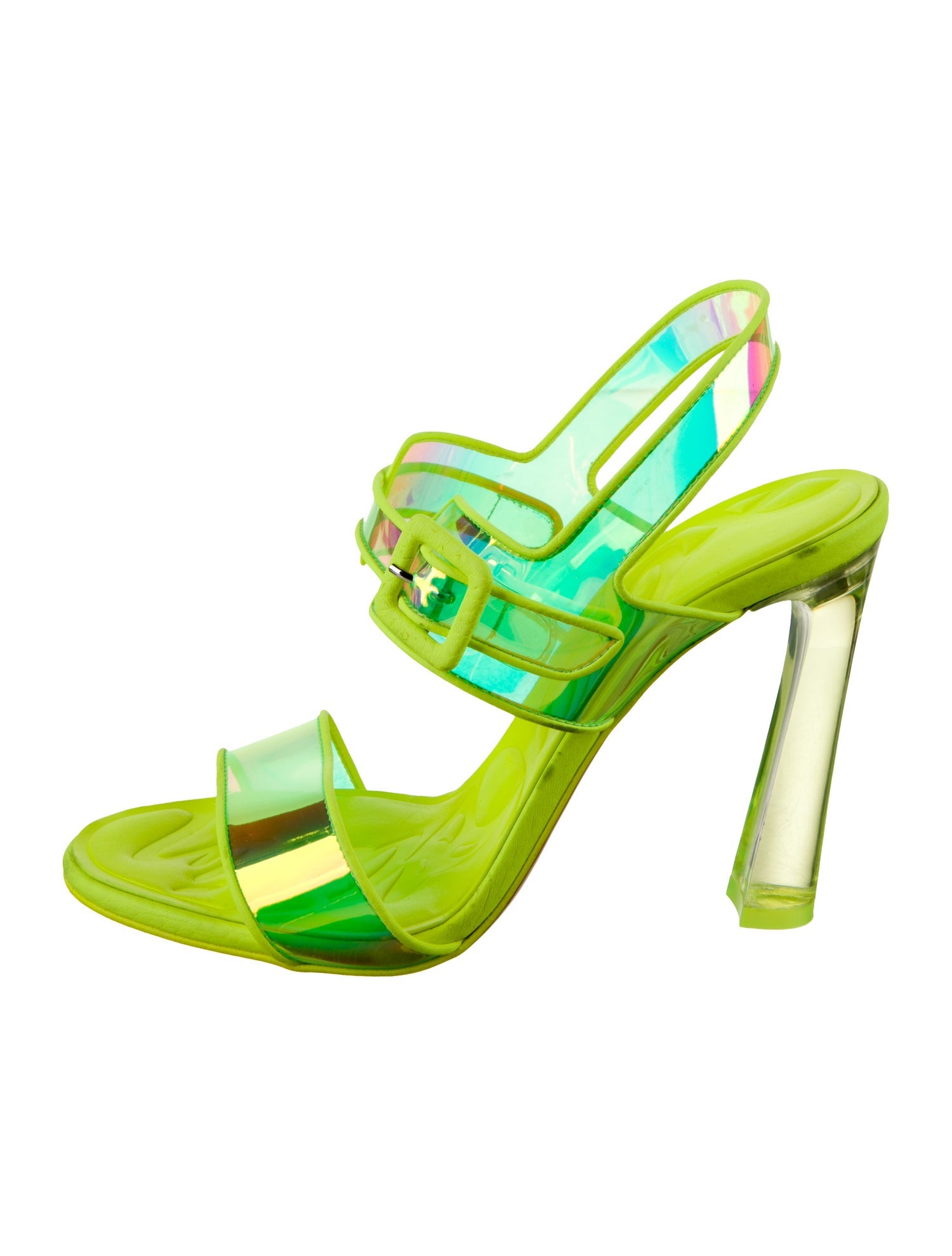 Christian Louboutin PVC Leather Trim Embellishment Slingback Sandals