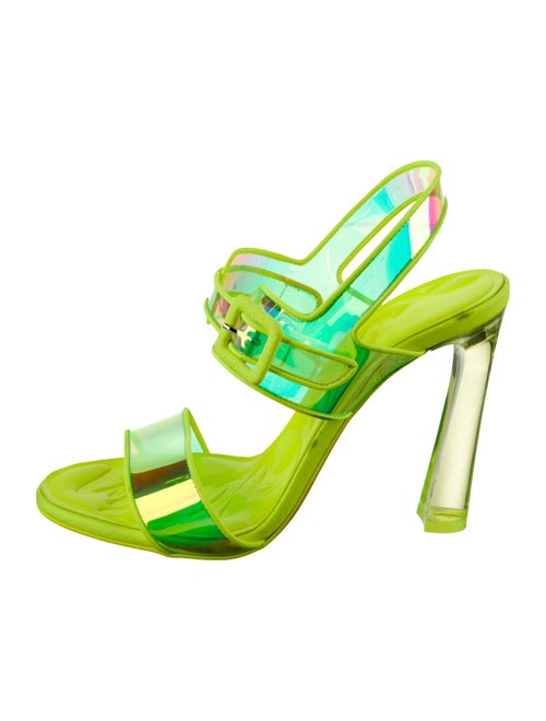 Christian Louboutin PVC Leather Trim Embellishment Slingback Sandals