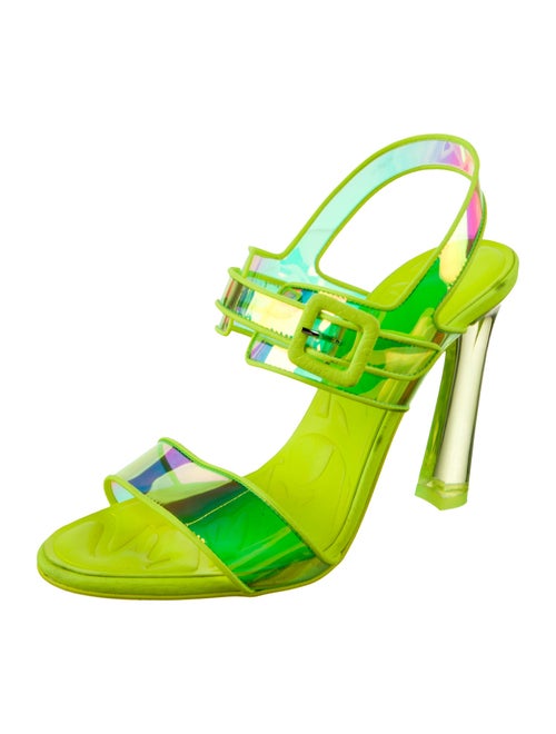 Christian Louboutin PVC Leather Trim Embellishment Slingback Sandals