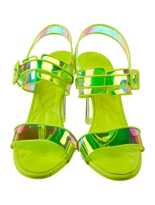 Christian Louboutin PVC Leather Trim Embellishment Slingback Sandals