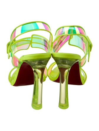 Christian Louboutin PVC Leather Trim Embellishment Slingback Sandals