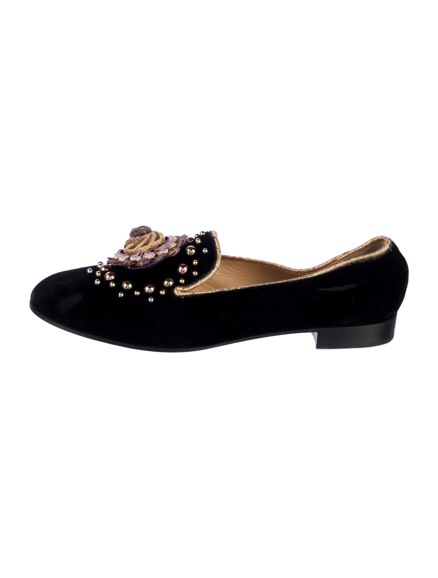 Christian Louboutin Velvet Studded Accents Loafers