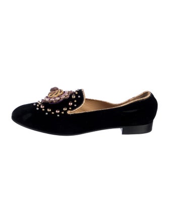 Christian Louboutin Velvet Studded Accents Loafers