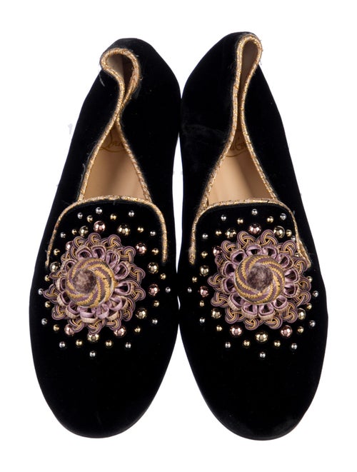 Christian Louboutin Velvet Studded Accents Loafers