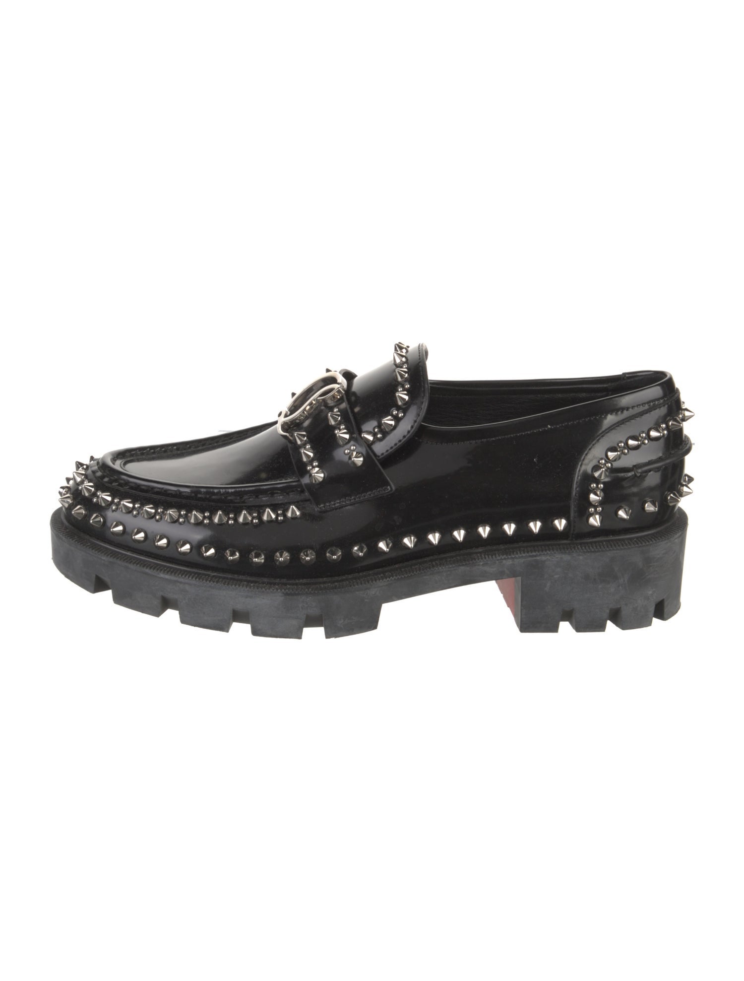 Christian Louboutin Spike Accents Patent Leather Loafers
