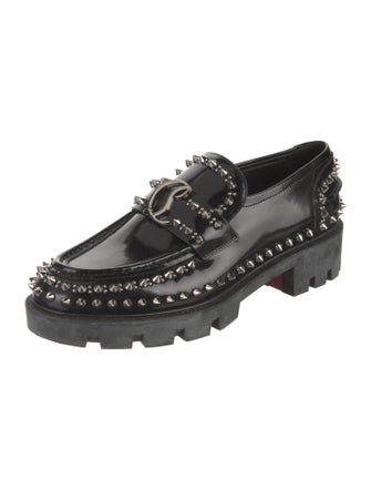 Christian Louboutin Spike Accents Patent Leather Loafers