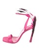 Christian Louboutin Satin Feather Trim Sandals