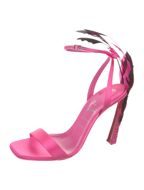 Christian Louboutin Satin Feather Trim Sandals