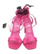 Christian Louboutin Satin Feather Trim Sandals