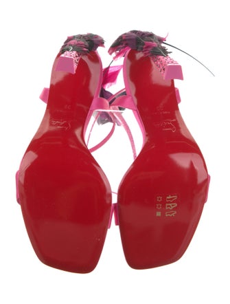 Christian Louboutin Satin Feather Trim Sandals