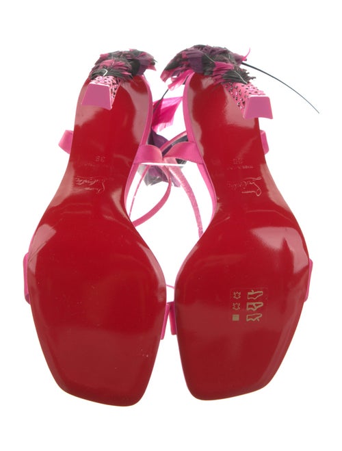 Christian Louboutin Satin Feather Trim Sandals