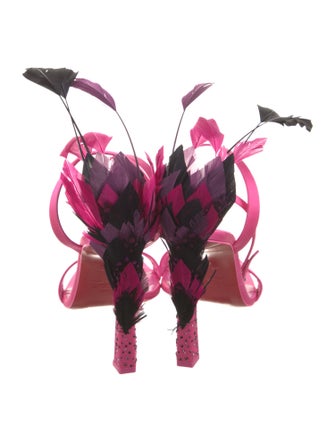 Christian Louboutin Satin Crystal Embellishments Sandals