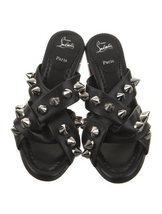 Christian Louboutin Leather Studded Accents Slides