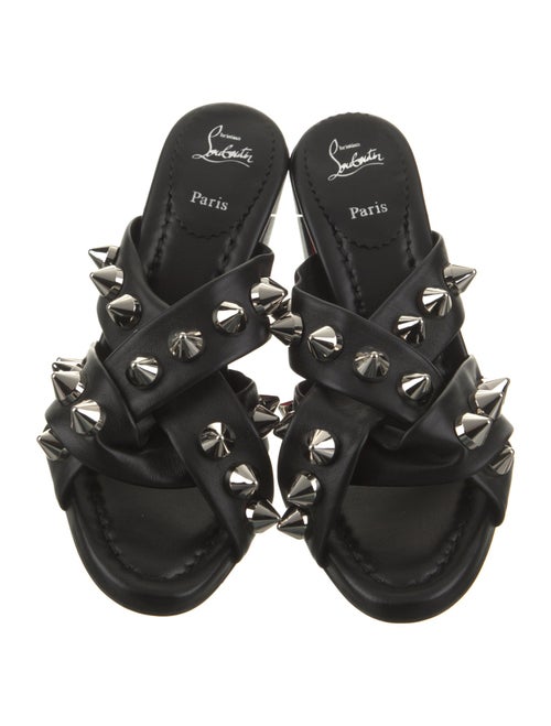 Christian Louboutin Leather Studded Accents Slides