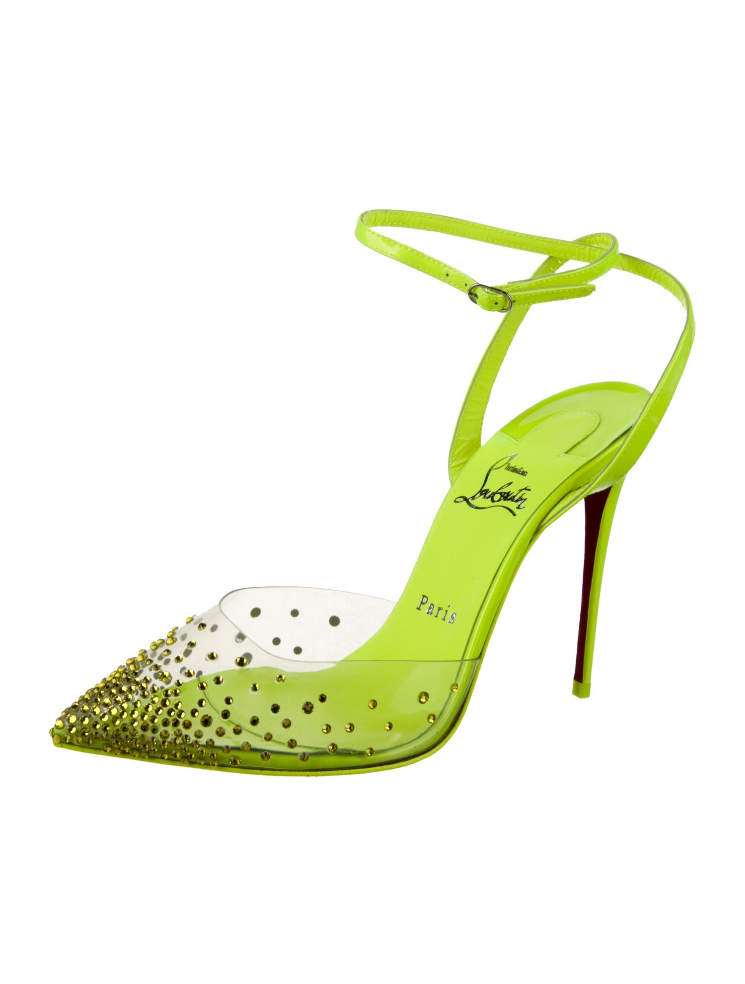 Christian Louboutin PVC Crystal Embellishments Slingback Pumps