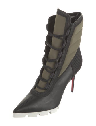 Christian Louboutin Leather Animal Print Lace-Up Boots