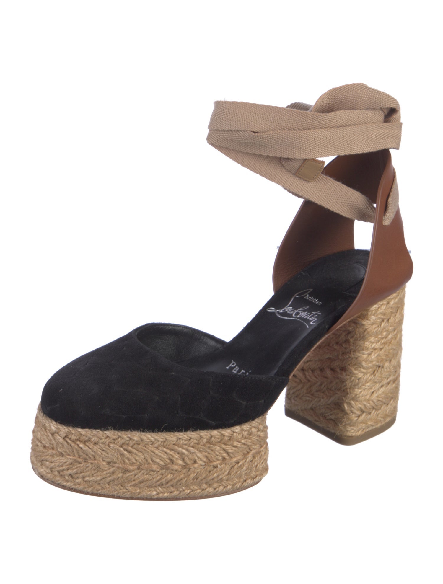 Christian Louboutin Suede Colorblock Pattern D'Orsay Pumps