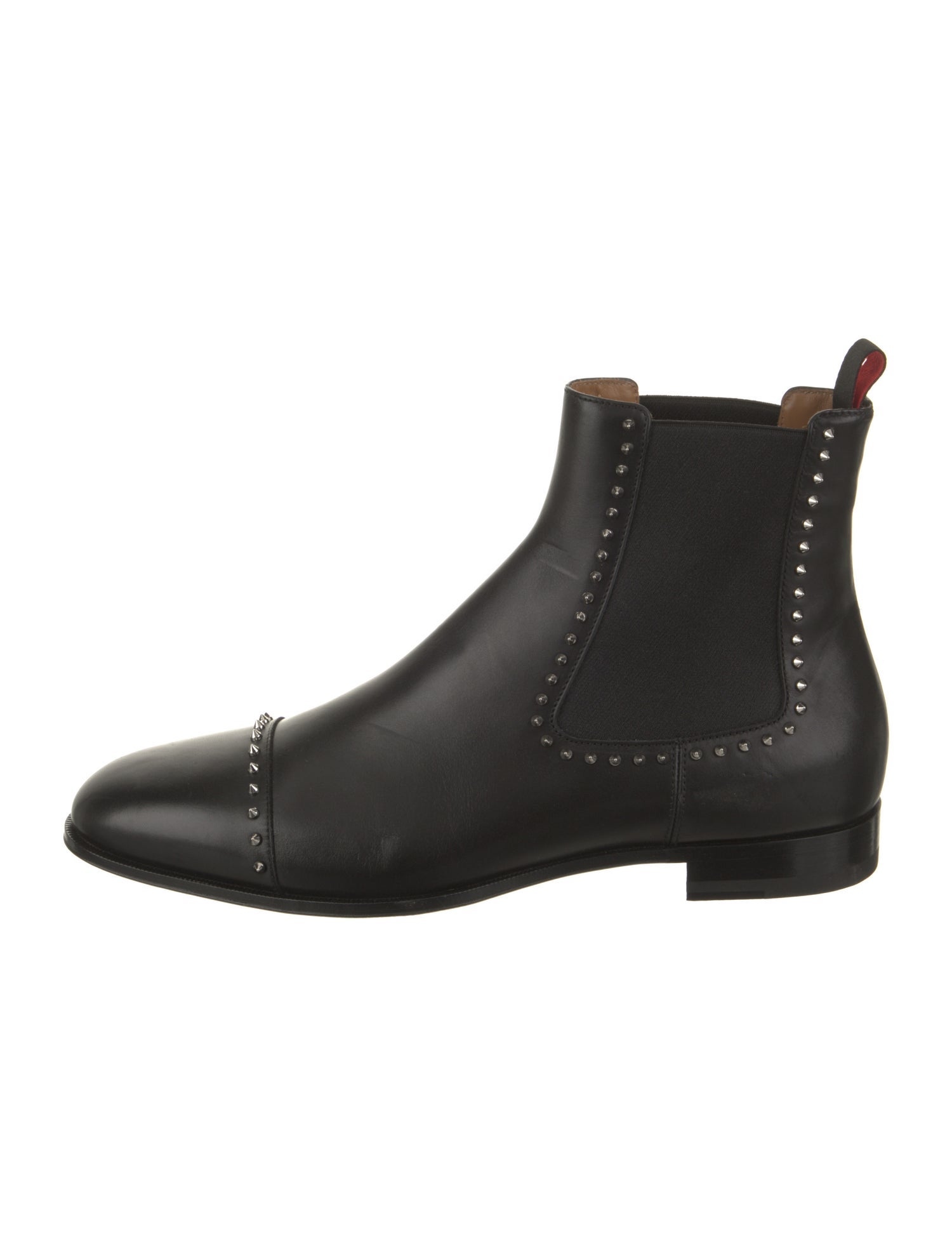 Christian Louboutin Leather Studded Accents Chelsea Boots