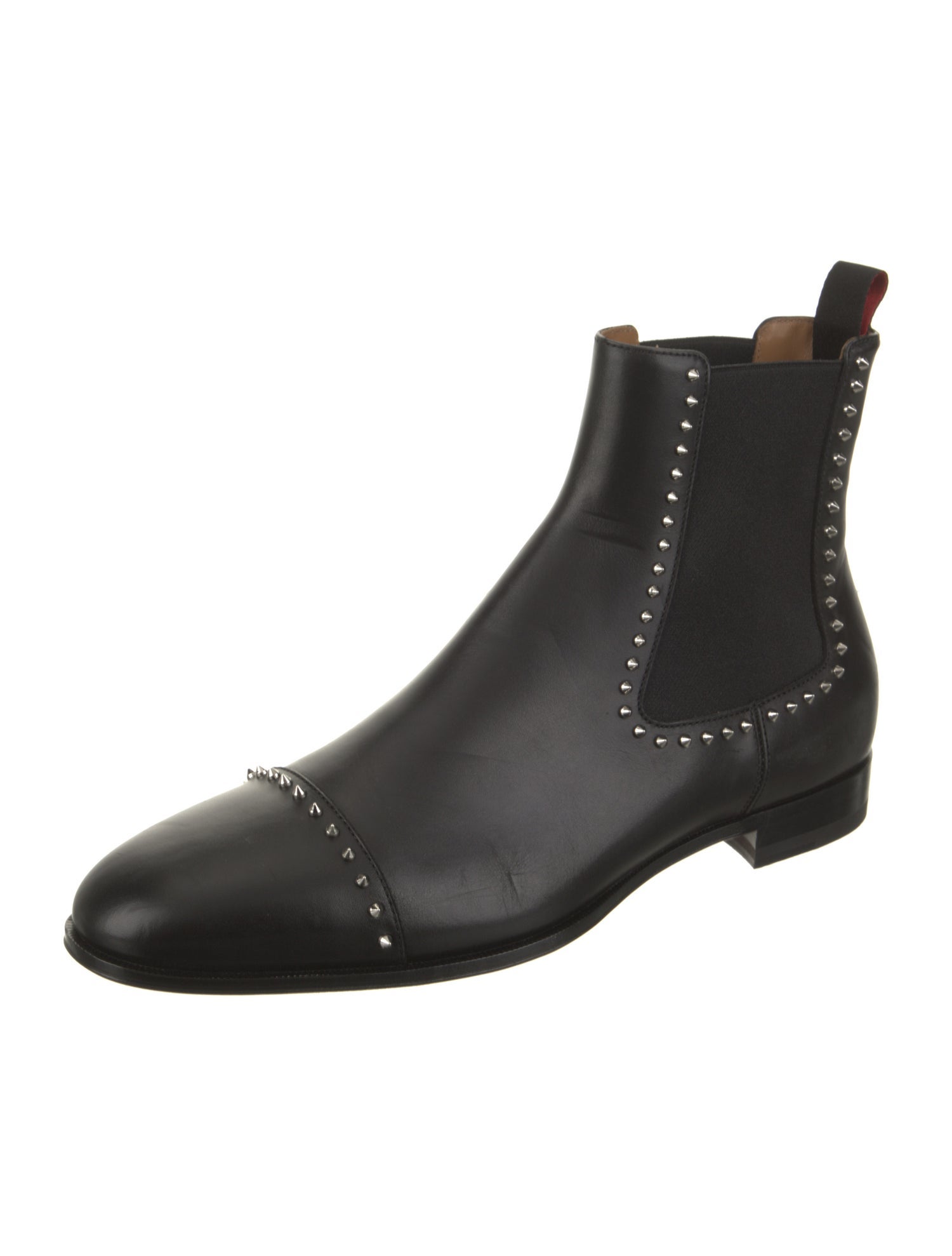 Christian Louboutin Leather Studded Accents Chelsea Boots