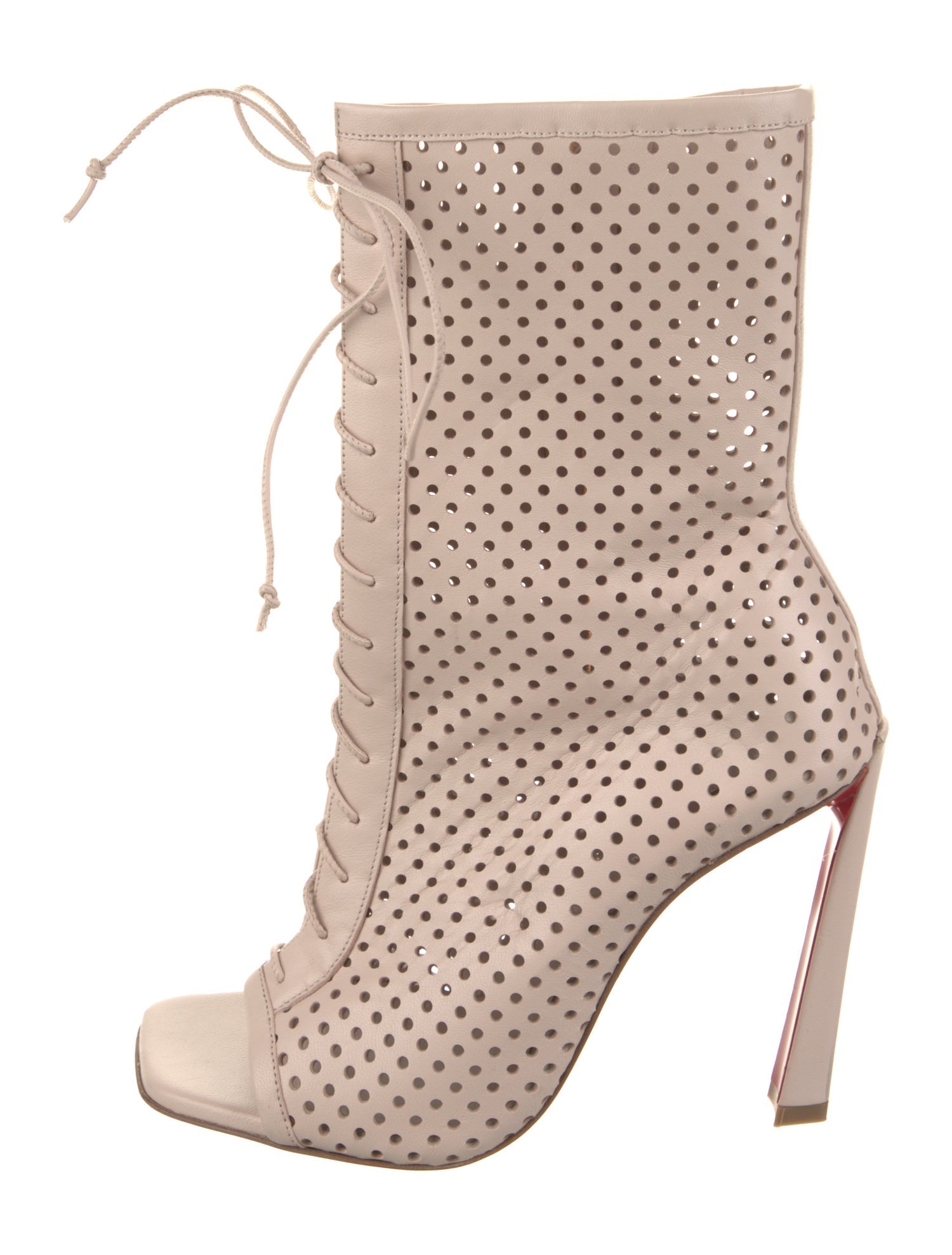 Christian Louboutin Leather Lasercut Accents Lace-Up Boots