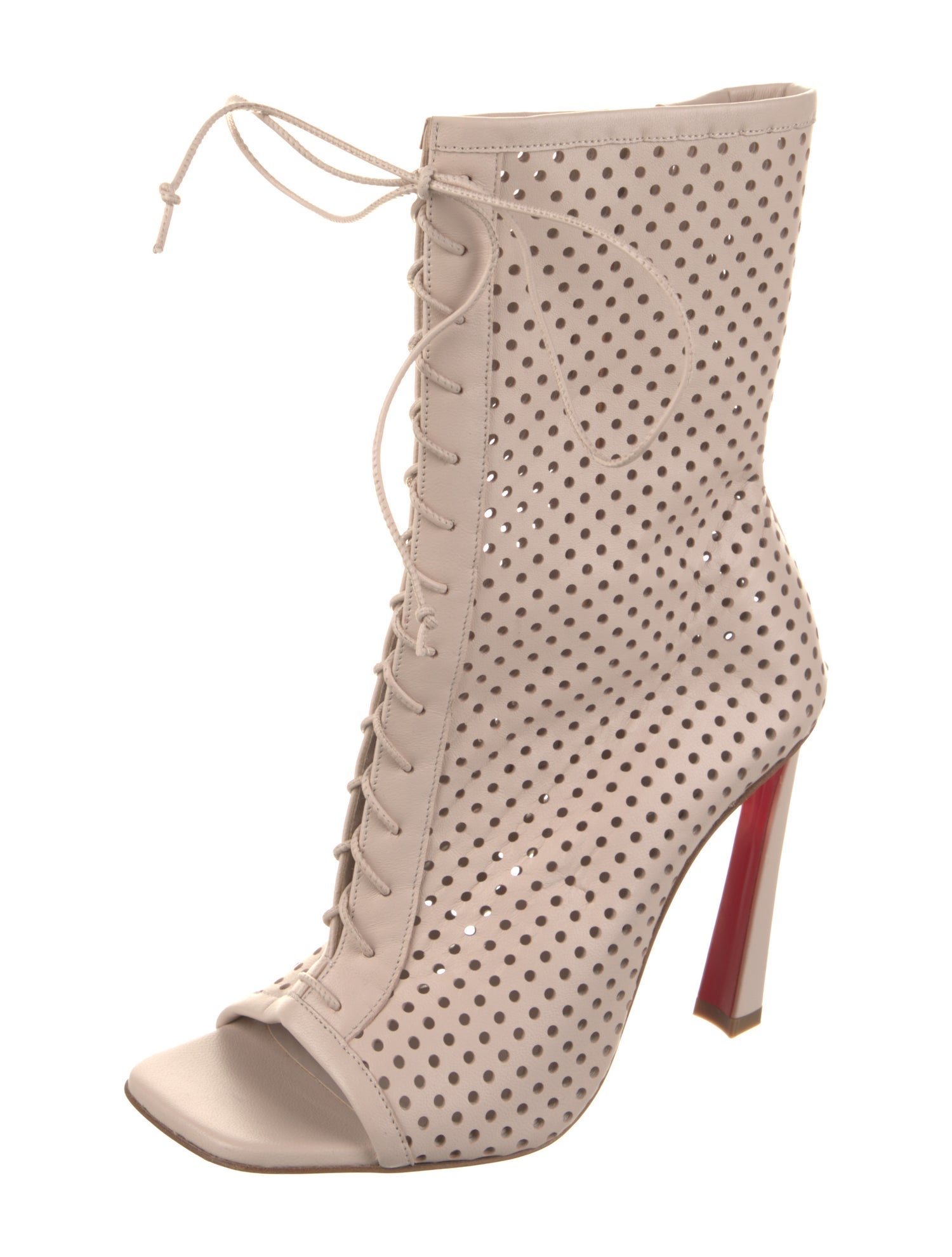 Christian Louboutin Leather Lasercut Accents Lace-Up Boots