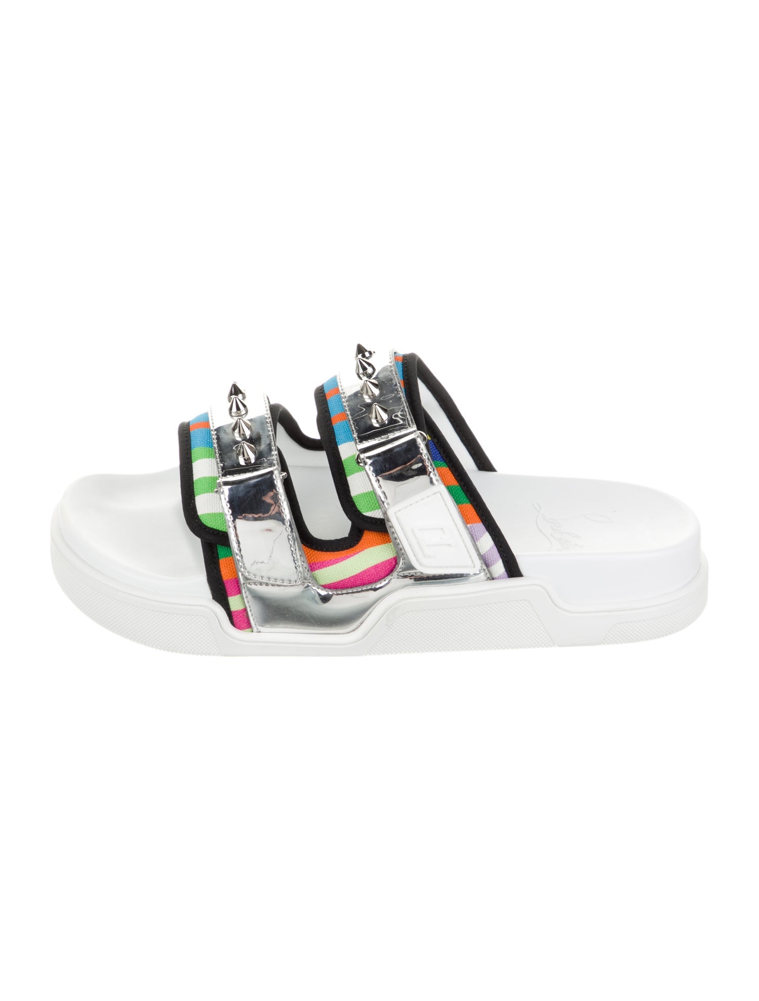 Christian Louboutin Canvas Printed Slides