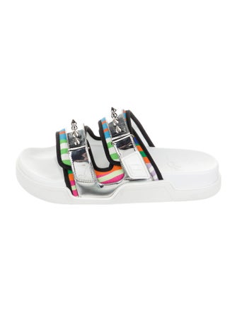 Christian Louboutin Canvas Printed Slides