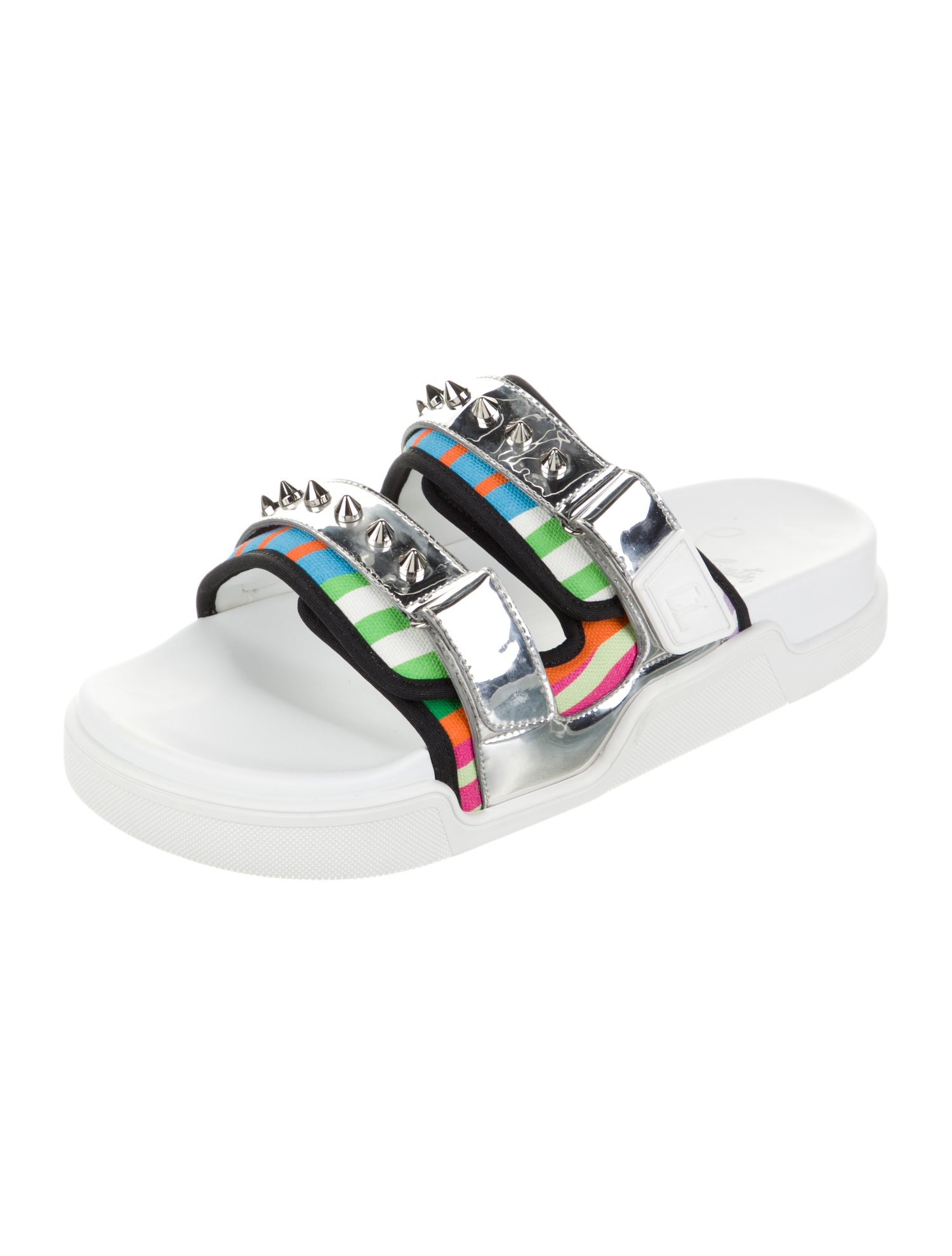 Christian Louboutin Canvas Printed Slides
