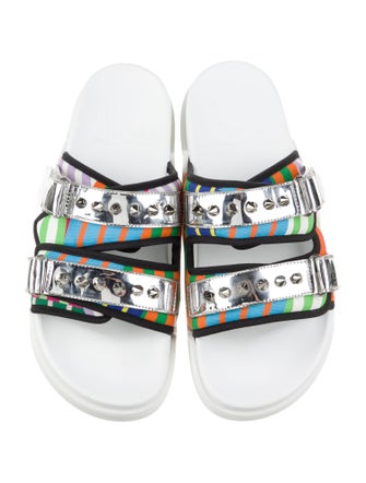 Christian Louboutin Canvas Printed Slides