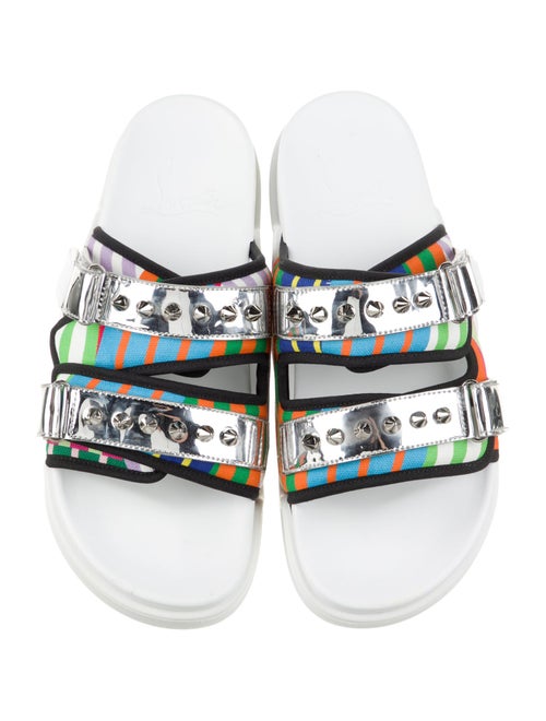 Christian Louboutin Canvas Printed Slides