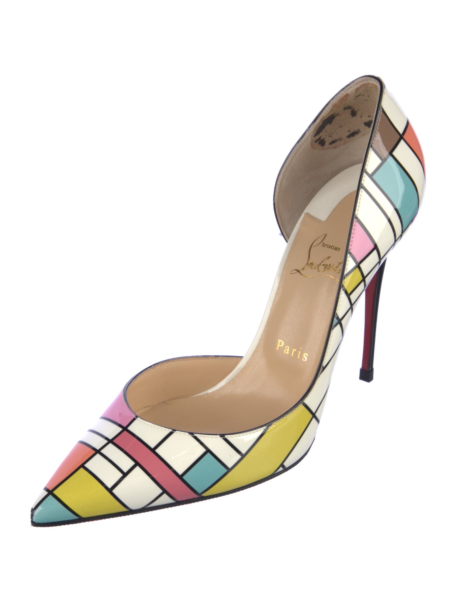 Christian Louboutin Patent Leather Printed D'Orsay Pumps