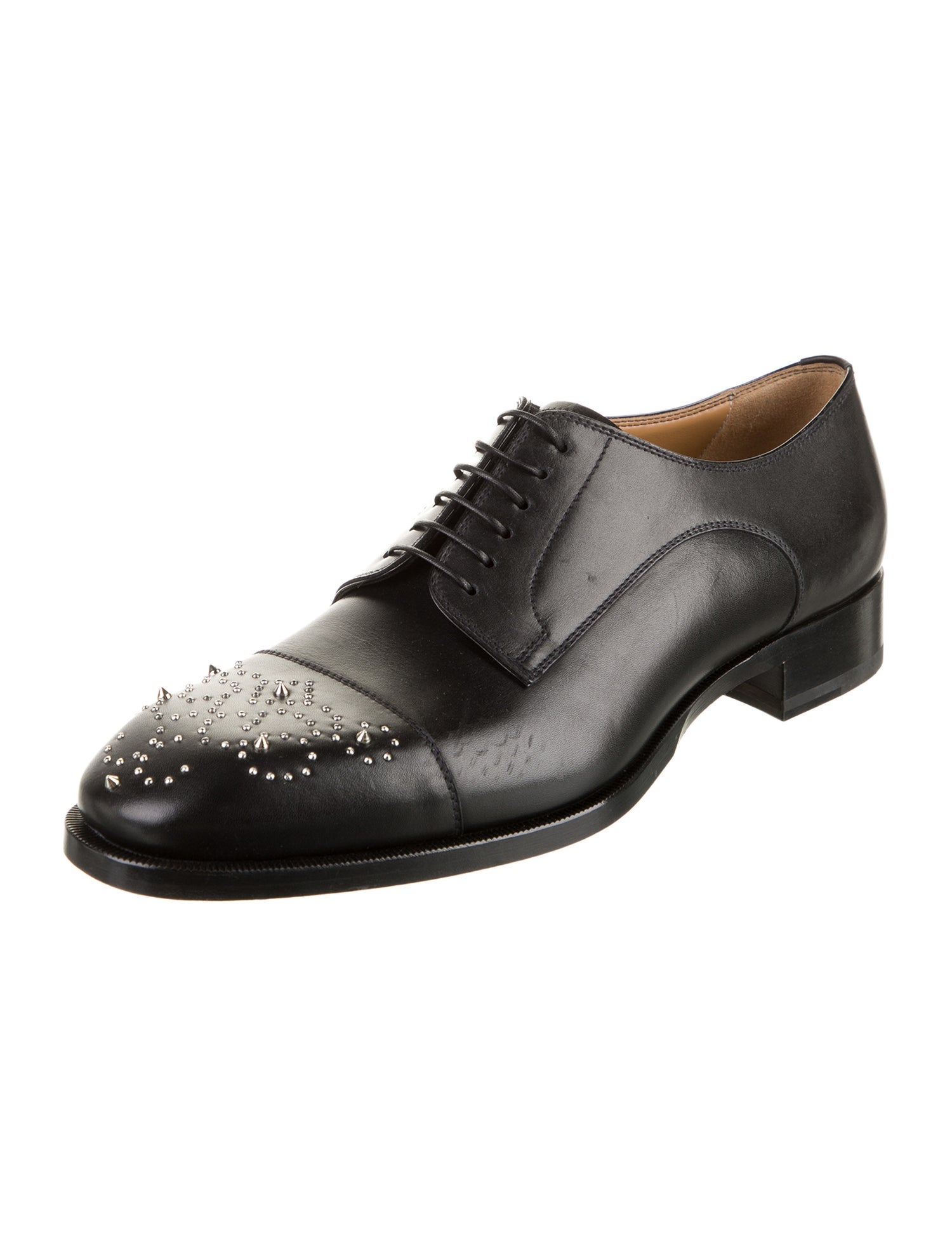 Christian Louboutin Leather Studded Accents Derby Shoes