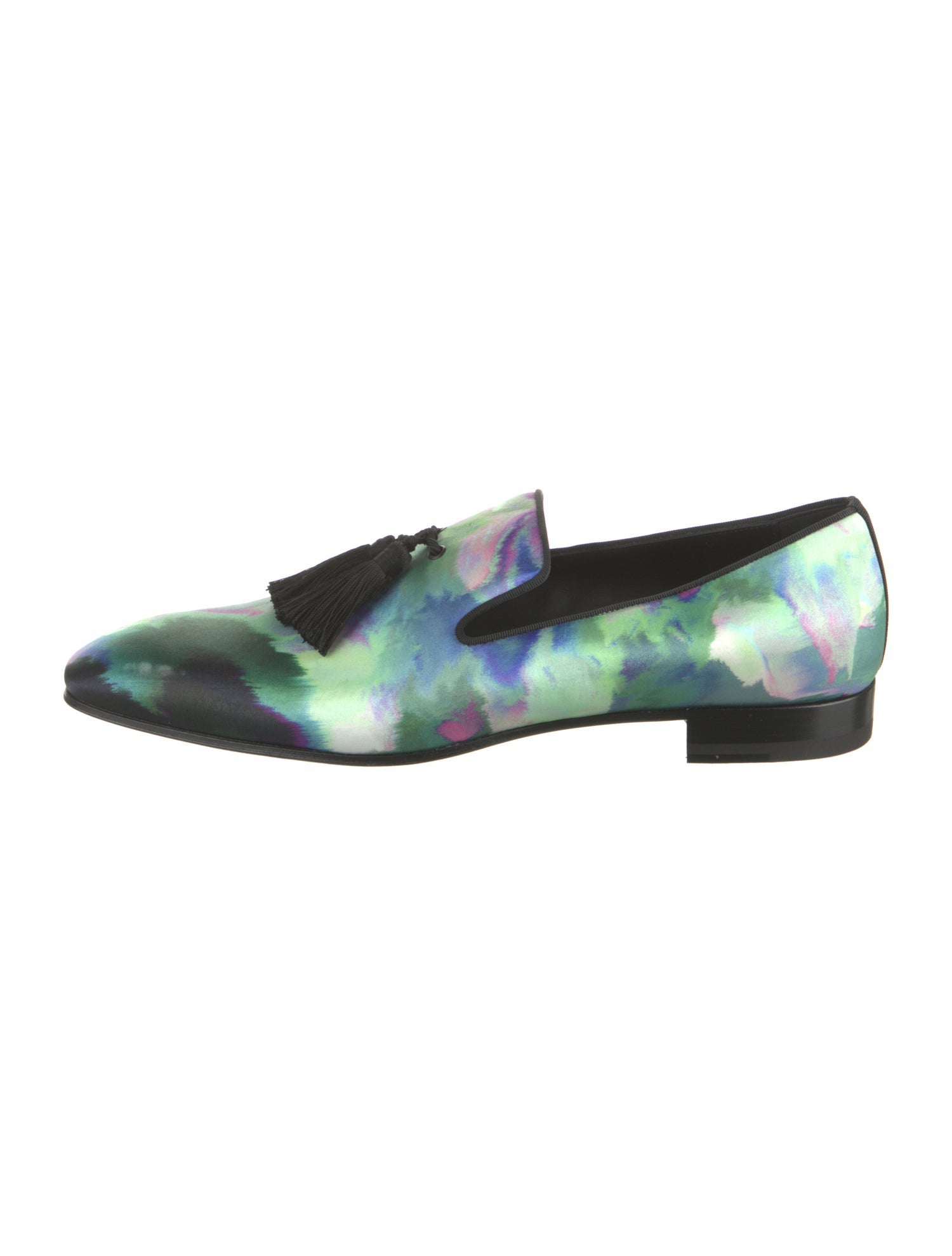 Christian Louboutin Satin Tie-Dye Print Dress Loafers