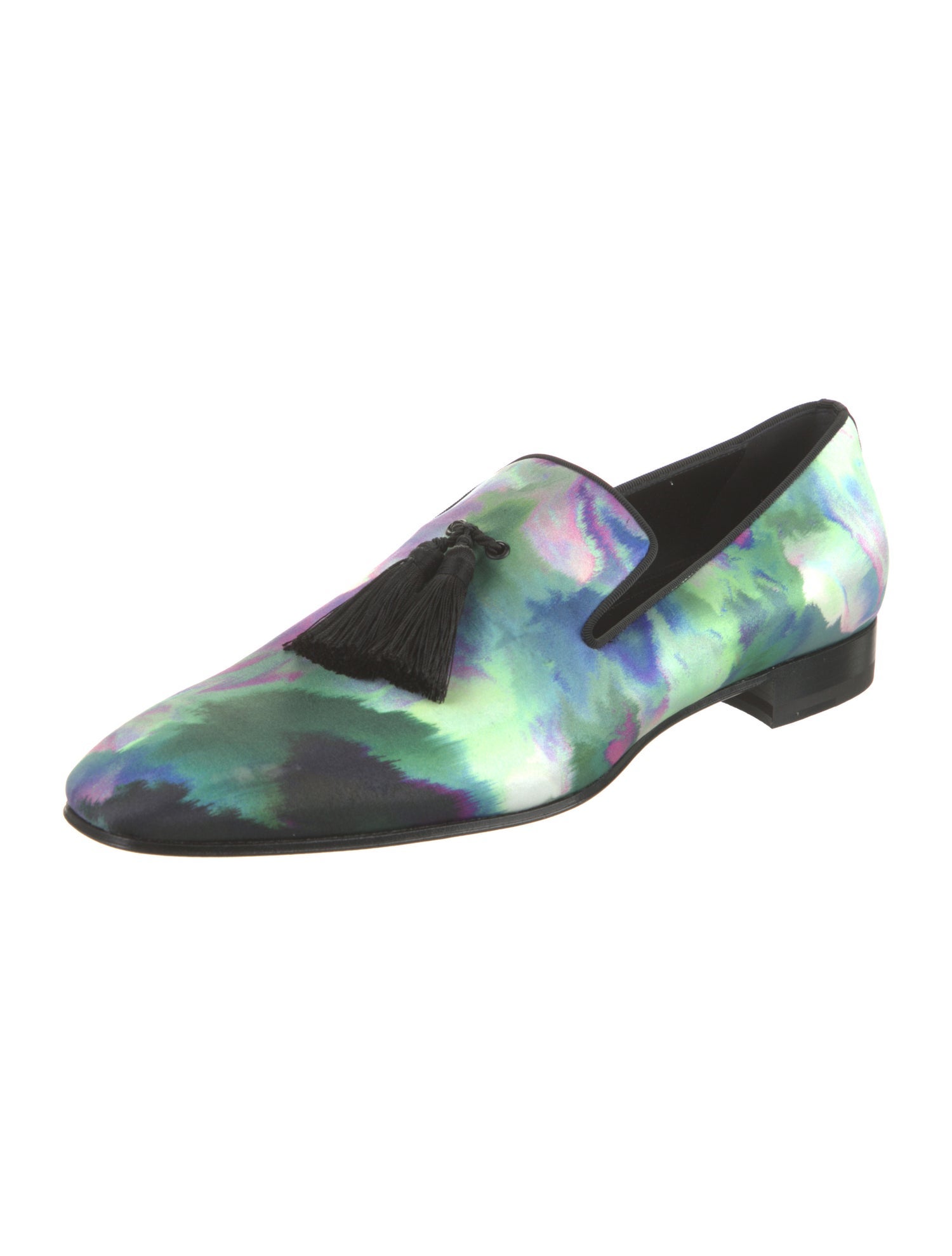 Christian Louboutin Satin Tie-Dye Print Dress Loafers