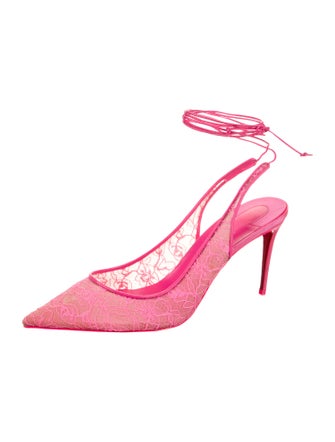 Christian Louboutin Lace Lace Pattern Slingback Pumps