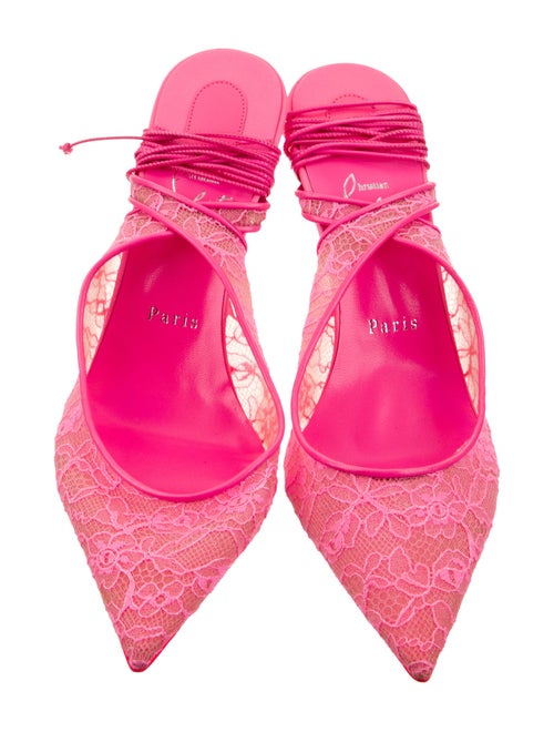 Christian Louboutin Lace Lace Pattern Slingback Pumps