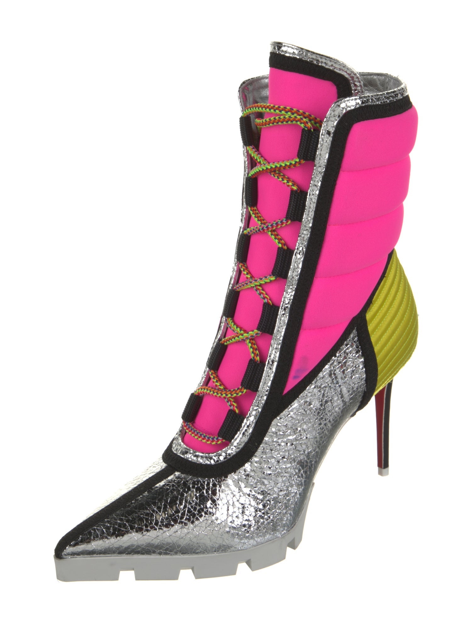 Christian Louboutin Nylon Printed Lace-Up Boots